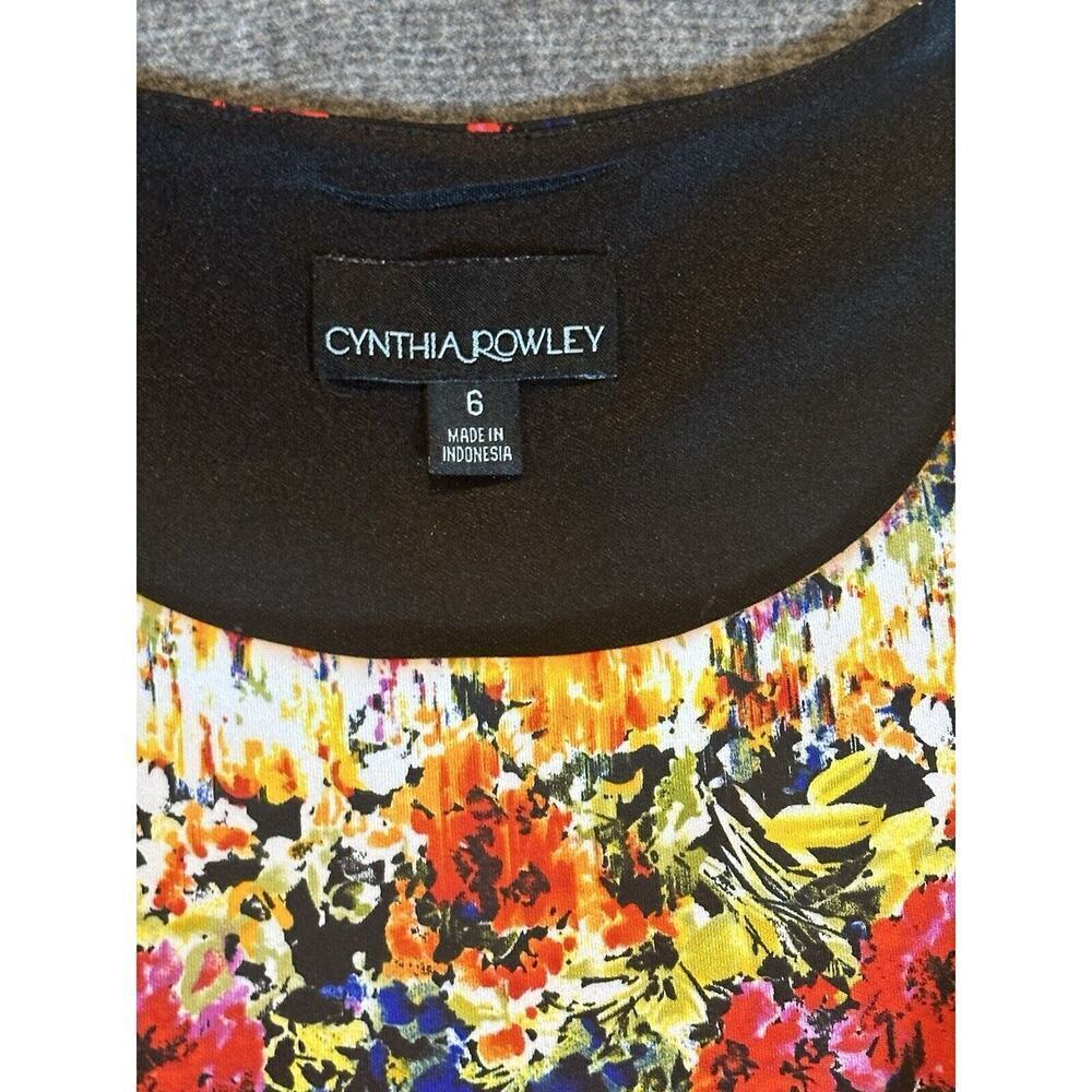 Cynthia Rowley Dress Womens Size 6 Silver Multicolor Orange Sleeveless Fit Flare - Picture 2 of 4